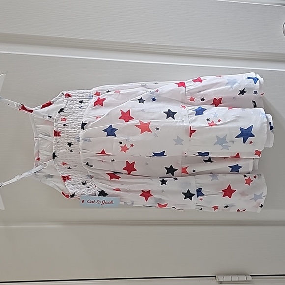 Cat & Jack white summer dress with red and blue multi star summer dress - Picture 2 of 14
